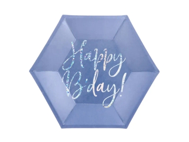 Assiettes "Bleu Happy B-Day” (6 pièces)