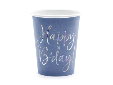 Gobelets "Bleu Happy B-Day" (6 pièces)