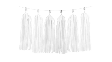 Guirlande à franges pour candy bar – Blanc