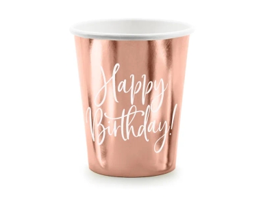 Rose Gold Happy Birthday Cups