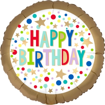 Balloon Happy Birthday Colorful Stars and Dots