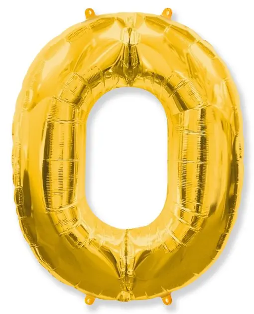 Large foil balloon number "0" - Gold