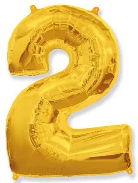 Large foil balloon number "2" - Gold
