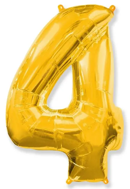 Large foil balloon number "4" - Gold