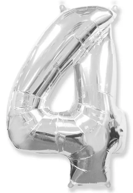 Large foil balloon number "4" - Silver