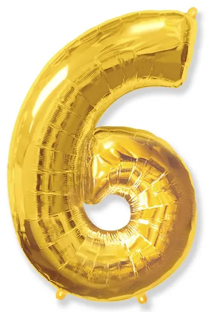 Large foil balloon number "6" - Gold