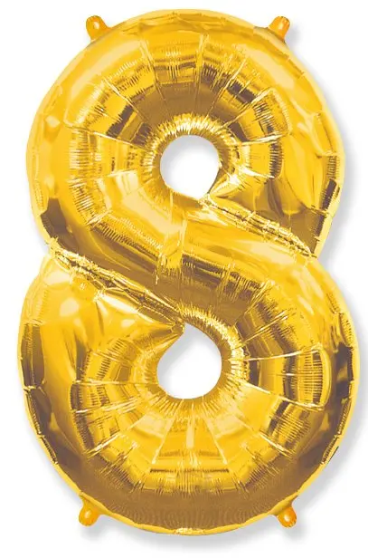 Large foil balloon number "8" - Gold