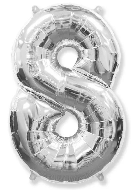 Large foil balloon number "8" - Silver