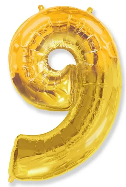 Large foil balloon number "9" - Gold