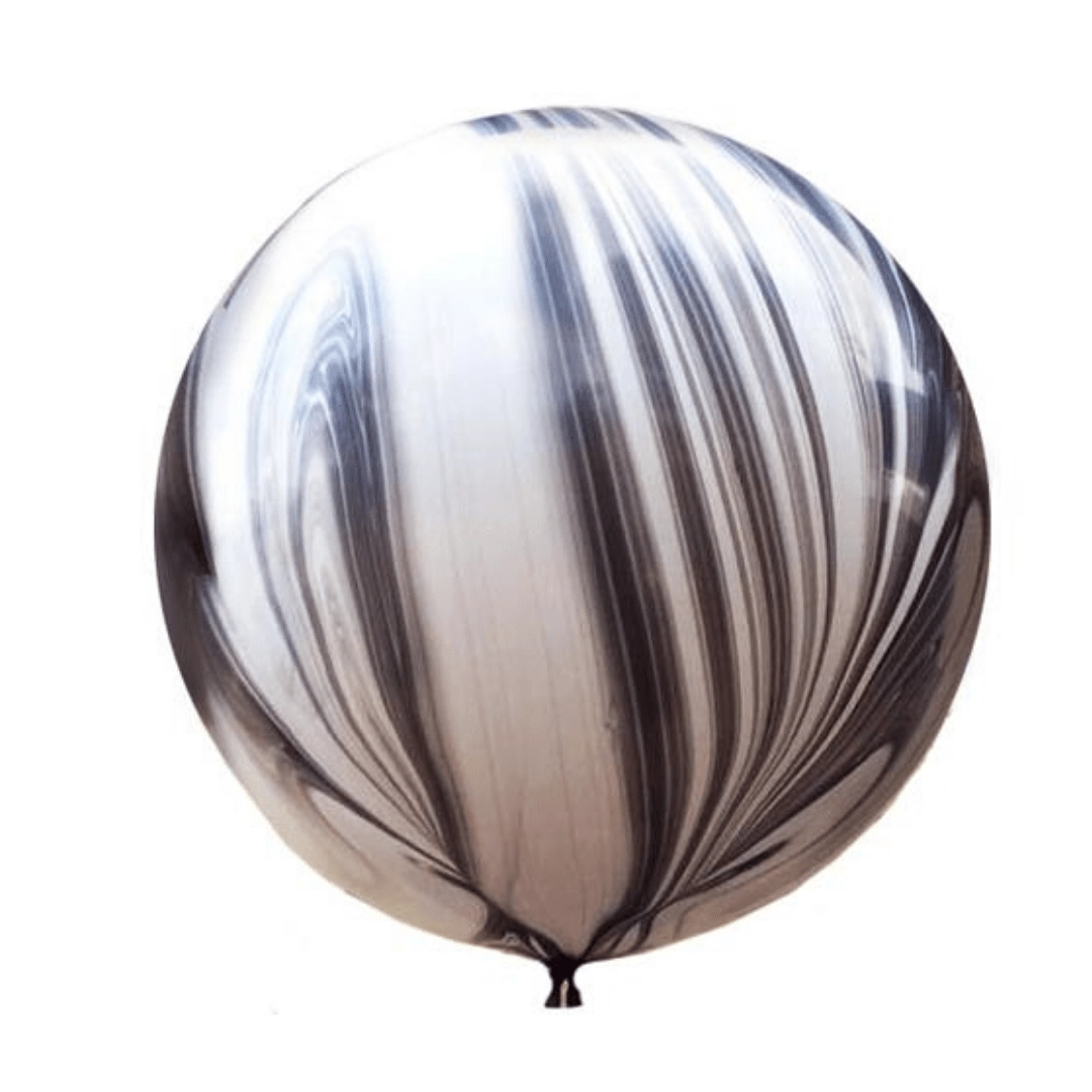XL Latex Marble balloon – 80 cm - Black and White