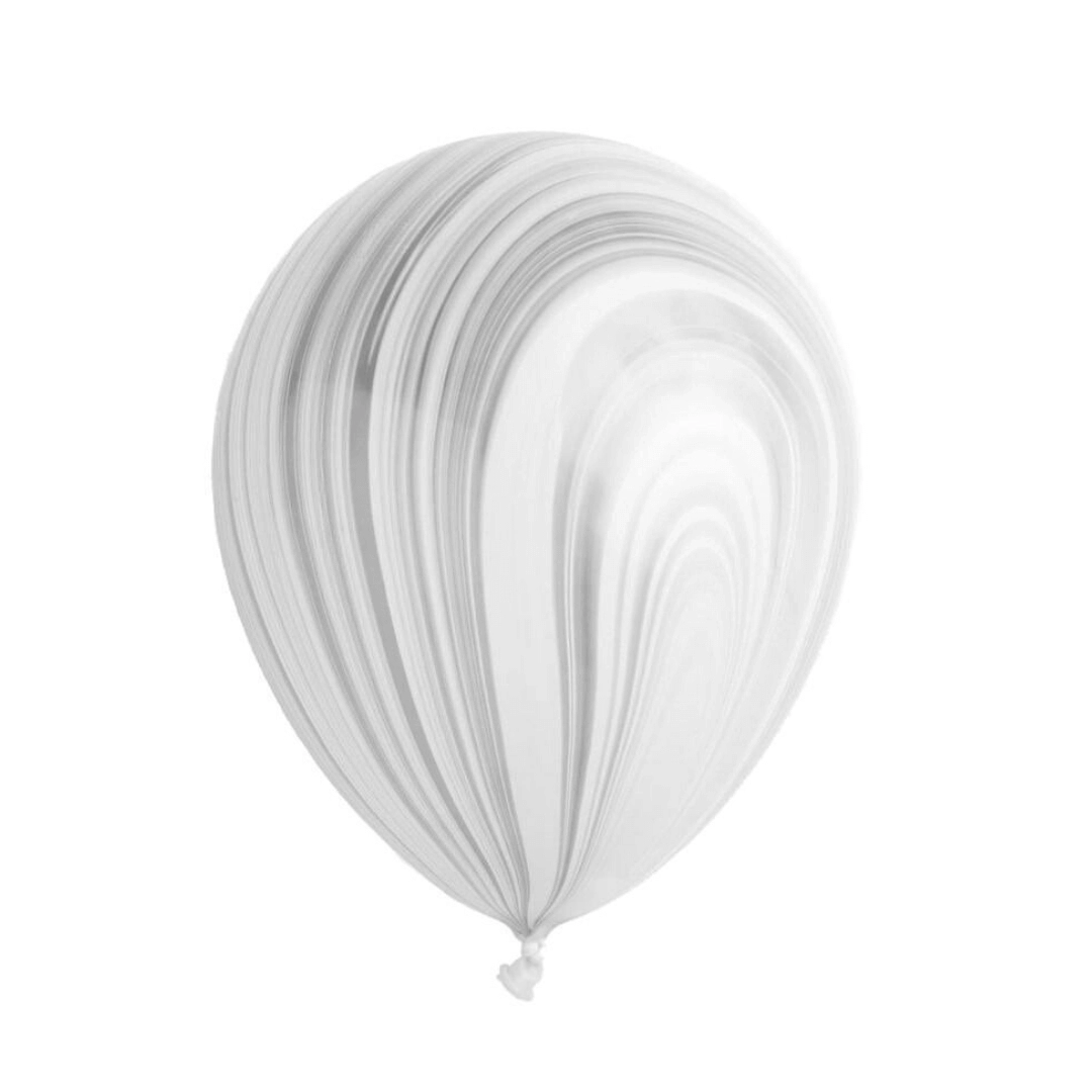 Latex Marble balloon – 30 cm - Black and white