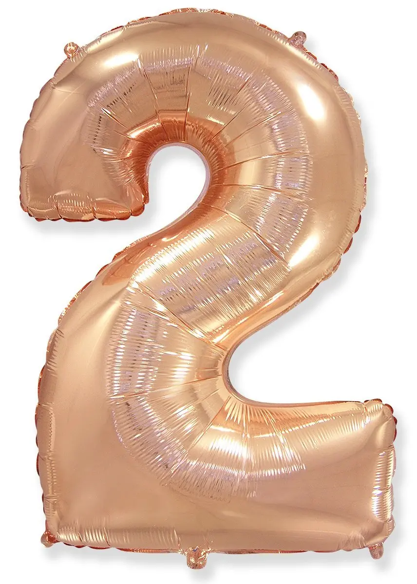 Large foil balloon number "2" - Rose Gold