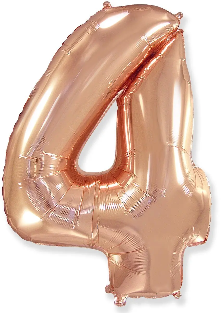 Large foil balloon number "4" - Rose Gold