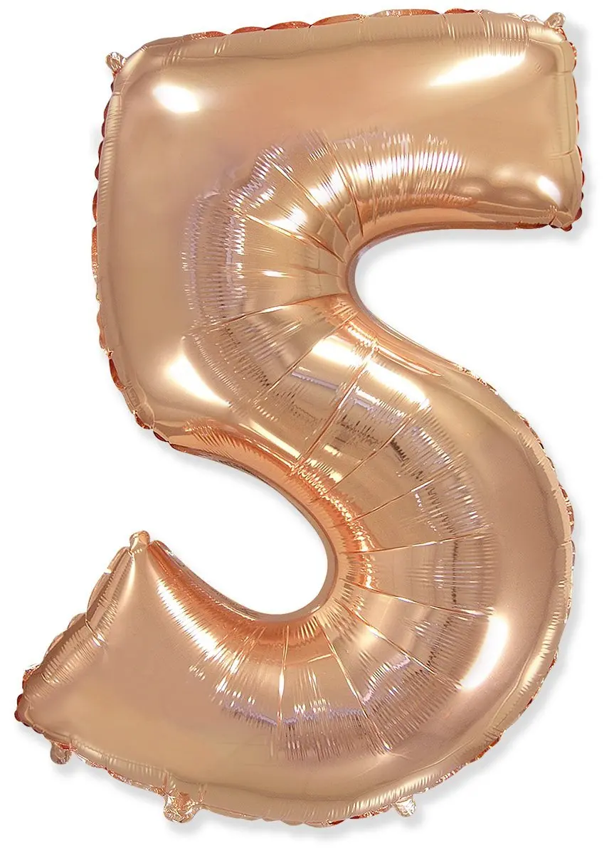 Large foil balloon number "5" - Rose Gold