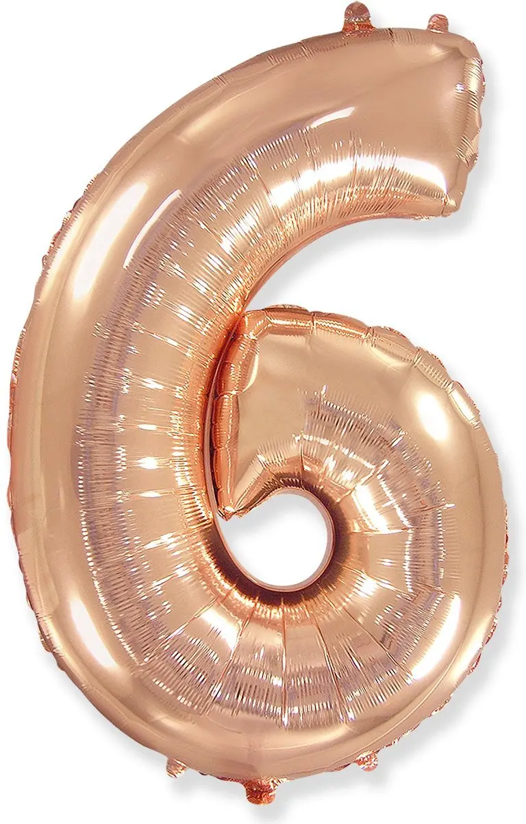 Large foil balloon number "6" - Rose Gold