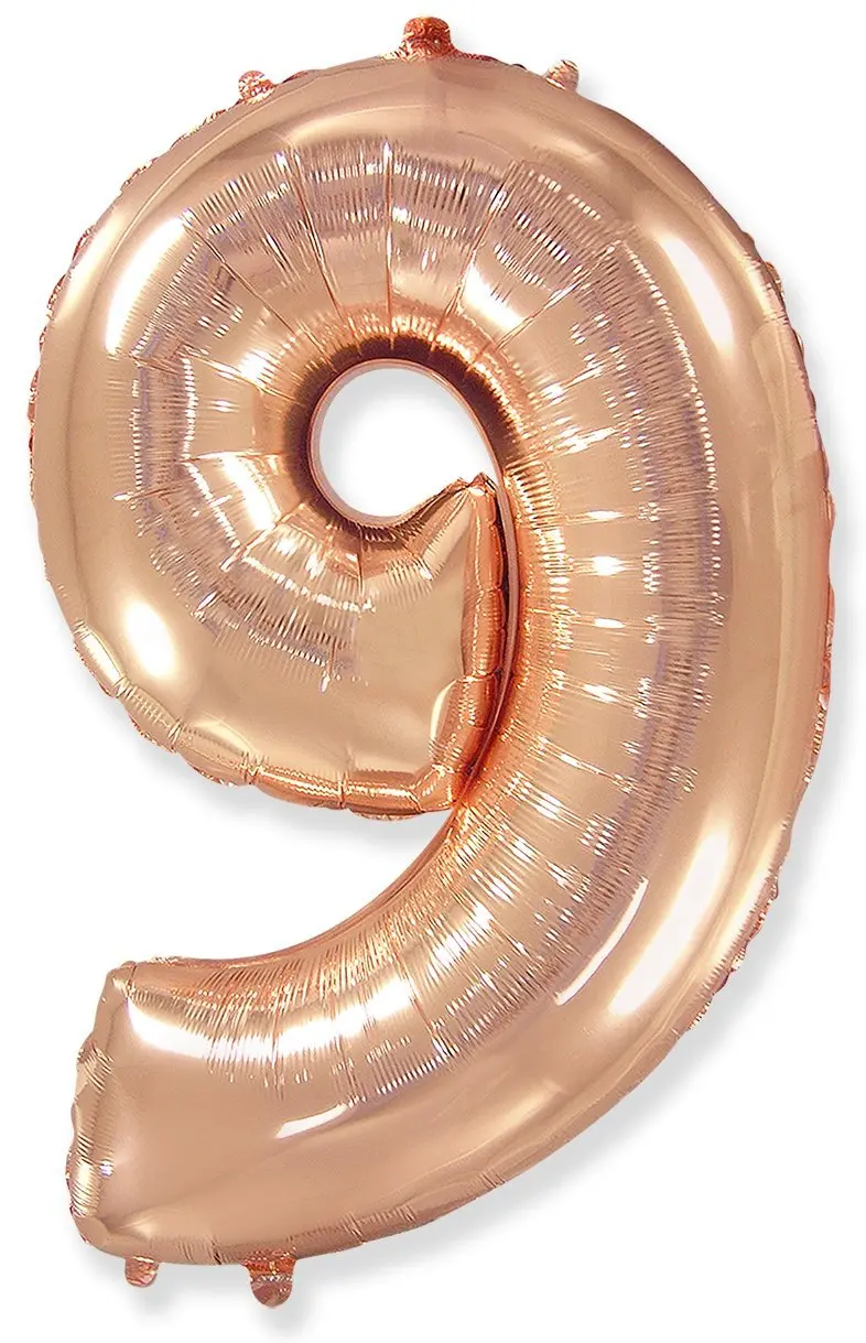 Large foil balloon number "9" - Rose Gold